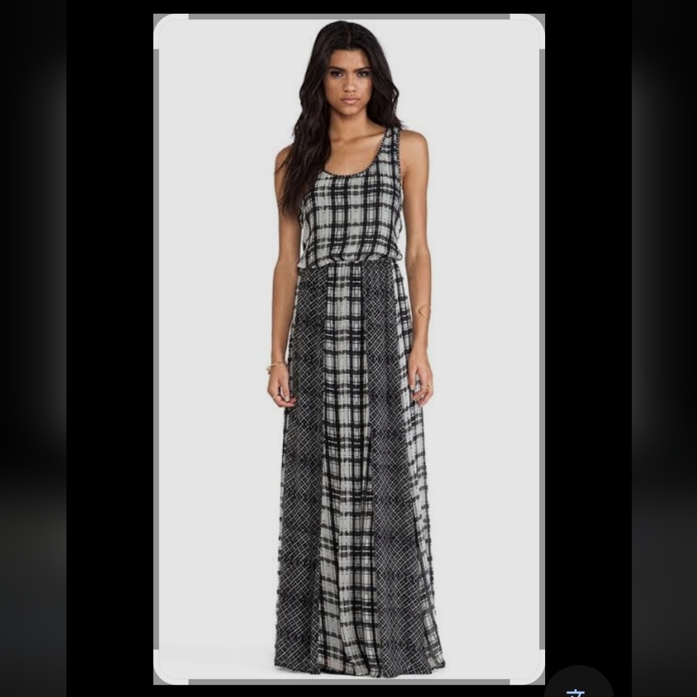 Ella Moss Black and White Checkered Maxi Skirt - Picture 1 of 9